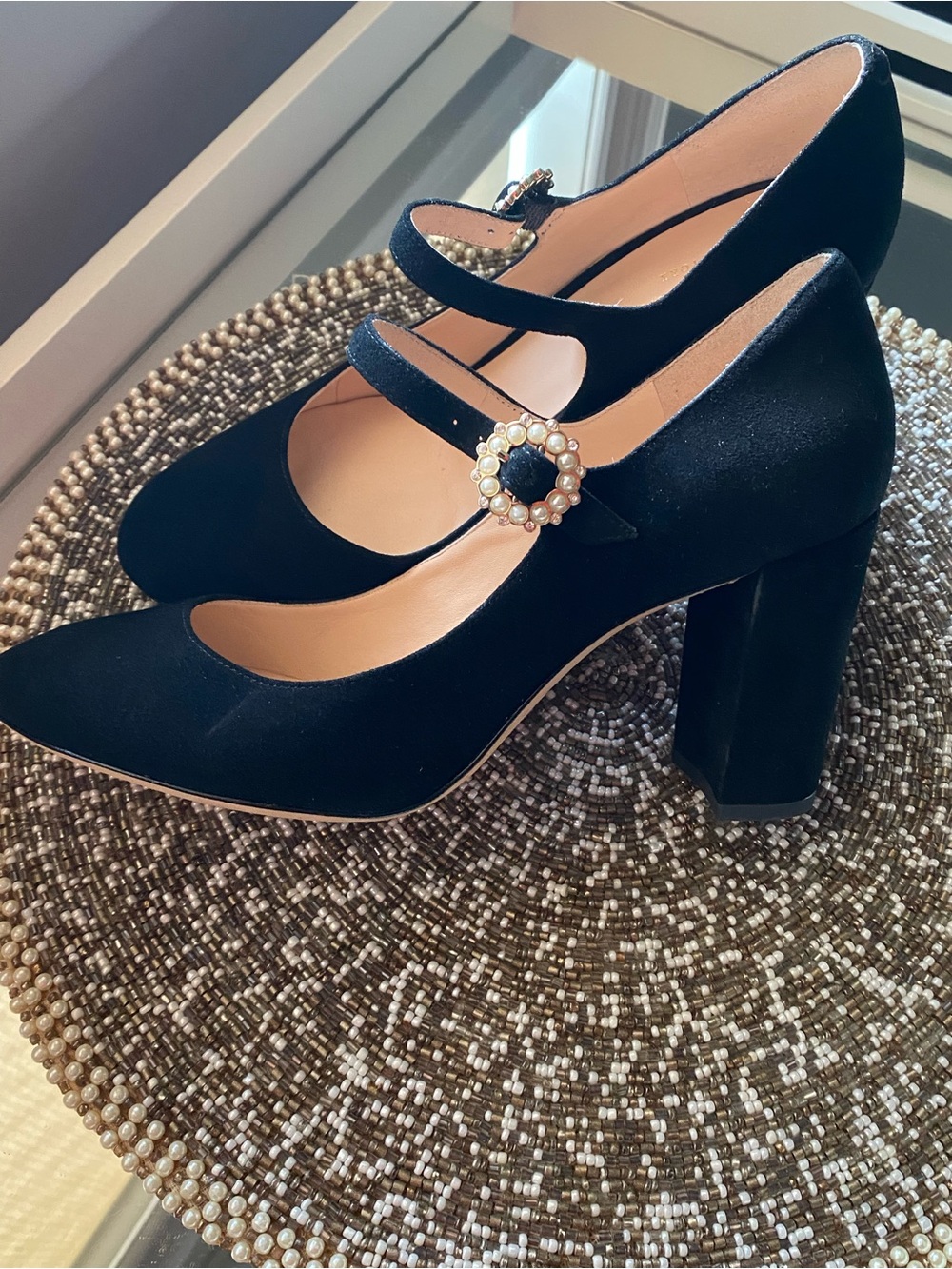 Kate Spade Black Suede Mary Jane Pumps Size 8 - Picture 3 of 8